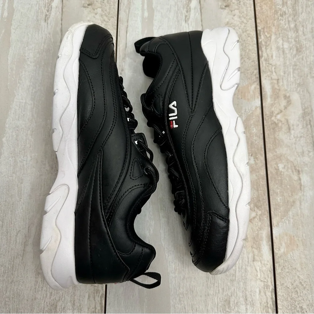 Fila Womens Sz 9 Black Disarray Sneakers Lug Soles Runners Trainers Gym Shoes